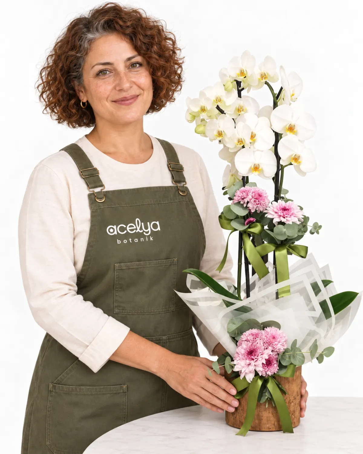 Çift Dal Phalaneopsis Beyaz Orkide 1
