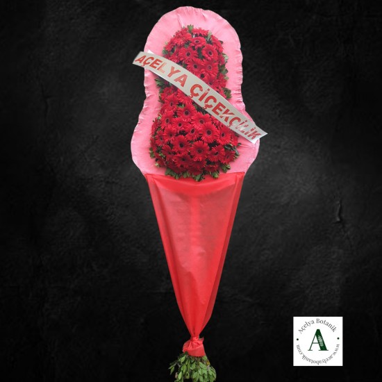 Kırmızı Çiçekli Düğün&Açılış İçin Çelenk