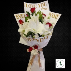 Lilyum Ve Kırmızı Gül Buketi