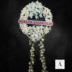 Beyaz Lilyum- Beyaz Gerberalı Cenaze Çelengi