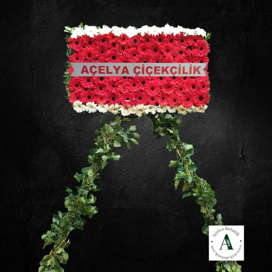 Kırmızı, Beyaz Gerberalı Cenaze Çelengi